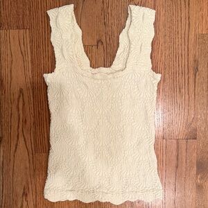 FREE PEOPLE Intimately Love Letter M/L Cream Textured Cropped Cami Tank Top